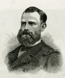 Portrait of First Lieutenant Chipp, the crew of La Jeannette, for the mission to North Pole. Engraving to illustrate 