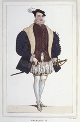 Portrait of Francois II (1544 - 1560), King of France. Engraving from 1830