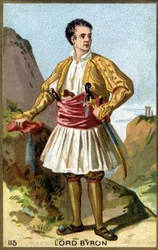 Portrait of George Gordon Noel, 6th Baron Byron, Lord Byron Dressed in Greek
