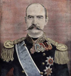 Portrait of His Majesty George I (1863-1913), King of Greece. Engraving of 1895.