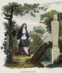 Portrait of Jean de la Fontaine - engraving