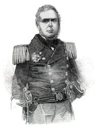Portrait of John Pascoe Grenfell (1800-1869) navy officer and diplomat of the Empire of Brazil - Engraving 1852