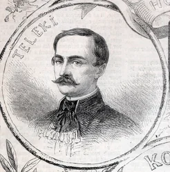 Portrait of Laszlo Teleki, Hungarian writer and politician - Engraving in 