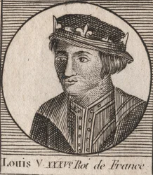 Portrait of Louis V the Indolent, King of France - engraving from 