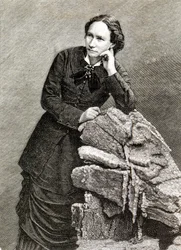 Portrait of Louise Michel (1830 - 1905) during her deportation to Nouméa, New Caledonia. 1873-1880. Engraving.