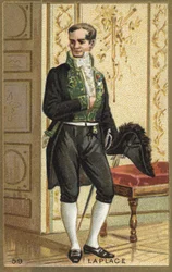 Portrait of Marquis Pierre Simon de Laplace (1749-1827), French astronomer, mathematician and physicist. Chromolithography of the 19th century.
