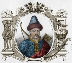 Portrait of Mongolian monarch Timur (Tamerlane) - Engraving of 1861