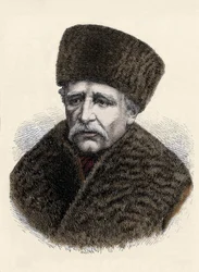 Portrait of Nils Adolf Erik Baron Nordenskjold, Swedish naturalist and explorer. Engraving from the end of the 19th century