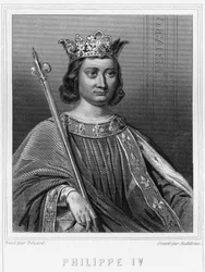 Portrait of Philip IV the Bel (1268-1314), King of France - in Histoire des Français by Lavallée, engraving, sd