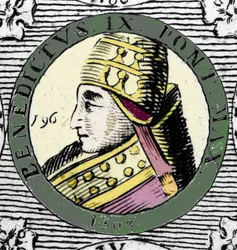 Portrait of Pope Benedict IX (engraving of the 19th century)