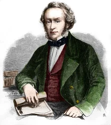 Portrait of Richard Cobden. British economist and politician (1804 -1865). Engraving from 1866.