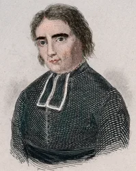 Portrait of Roch Ambroise Cucurron, known as the Abbé Sicard, French pedagogue. Engraving from 1876.