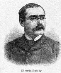 Portrait of Rudyard Kipling, Engraving 19th Century
