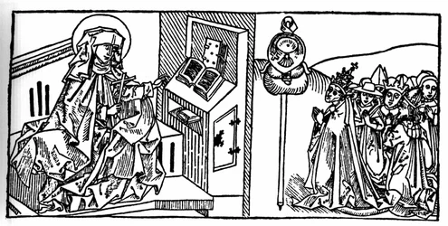 Portrait of Saint Brigitte of Sweden (1103 - 1373). Engraving from 