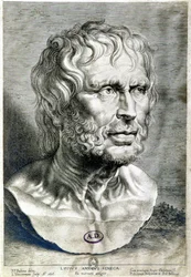 Portrait of Seneca (Lucius Annaeus Seneca, 4 BC-65 AD), philosopher of the Stoician school, playwright and a Roman statesman - Engraving 1638