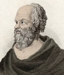 Portrait of Socrates, Greek philosopher. 19th century engraving.