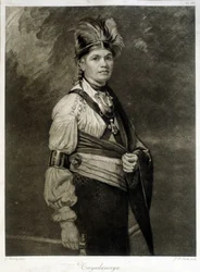 Portrait of Tayadaneega (or Thayendanega), Leader of the Mohawk Tribe (North American Indian Group, Member of the Iroquois Federation)