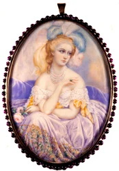 Portrait of The Countess of Castiglione (1837-1899) (Virginia Elisabetta Luisa Carlotta Antonietta Teresa Maria Oldoini). Miniature on ivory