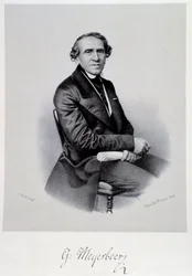 Portrait of German opera composer Giacomo Meyerbeer (1791-1864) Engraving. 19th century. Bologna, civico museo musico