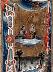 Portrait of Dante Alighieri with Beatrice, in the Divine Comedy