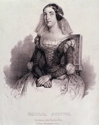 Portrait of singer Emilia Scotta in the opera Beatrice di Tenda