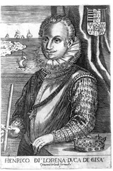 Portrait of the Duke of Guise (Henry I of Lorraine, known as the Scarface (1550 - 1588)). Engraving of the 17th century.