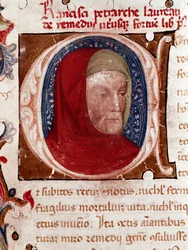 Portrait of the Italian poet Francesco Petrarca (1304-1374) (detail) from the manuscript 