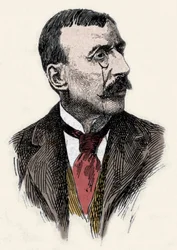 Portrait of the Portuguese writer and diplomat Jose Maria de Eeca de Queiros (1845-1900). Engraving of the 19th century