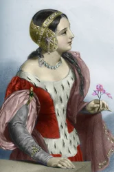 Portrait of the Queen of England Isabella of France (Isabella of France) (1295-1358), queen consort of King Edward I, 19th century