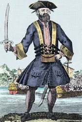 Portrait of the pirate Edward Teach known as Blackbeard