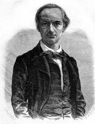 Portrait of the poet Charles Baudelaire (1821-1867). Engraving of the 19th century