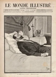 President of the republic Sadi Carnot on his deathbed, in a context of trade union and anarchist agitation, he was assassinated on 24 June at the Lyon exhibition, by Sante Caserio and later on. Engraving in 