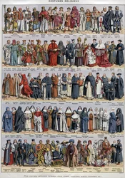 Religious Costume - From Antiquity to the 20th Century - Roman Catholic Church and Other Religions - Plate from Larousse Universal around 1920