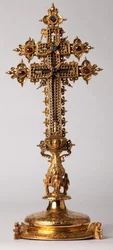 Reliquary Cross. Metalsmithing with Jewels. Origin Abbey (Saint-Amand Tournai, ex-Elnone). 16th Century