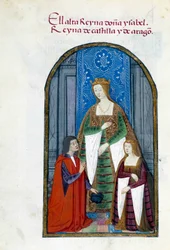 Representation of the Queen of Spain Isabella the Catholic, her daughter Jeanne Iere the Folle and Pedro Marcuello