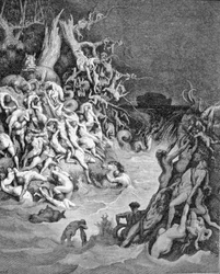 Representation of the Universal Flood. 19th century engraving