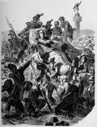 Revolution 1848: Archbishop Denis Affre Wounded and Carried on a Stretcher in 1848.