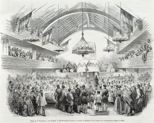 Revolution of 1848: Brotherhood Hall, Rue Martel, the President adjourned the sitting at the entrance of the Commissioner in the room
