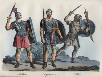 Roman Soldier - Legionary - Velites (light infantry) - engraving from 