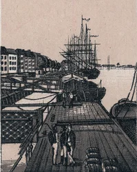Rotterdam, Holland: View of the Port of Bollwerk. in “The World Illustrates 168 Views” Undated (late 19th century)