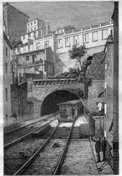 Route du chemin de fer de Lyon à Fourviere - engraving in 