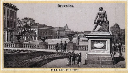 Royal Palace of Brussels, Belgium. Chromolithography of the end of the 19th century
