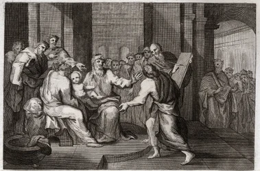 Royaumont Bible, New Testament: Circumcision of Jesus Christ. Illustration from 1811.
