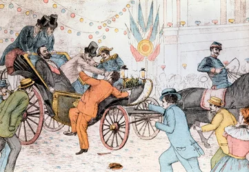 Sadi Carnot murdered by Sante Jeronimo Caserio, an Italian anarchist, 25th June 1894 (engraving)