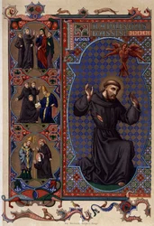 Saint Francis of Assisi and the Appearance of Stigmas (chromolithography)