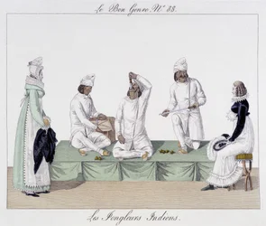 Saltimbanques: Indian jugglers, knife swallowing - in The Good Kind, early 19th century