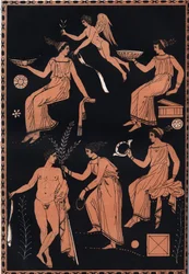 Scene of Initiation into the Cult of the Mysteries of Eleusis - Cult of Demeter and Persephone Based at Eleusis in Ancient Greece - Engraving from 