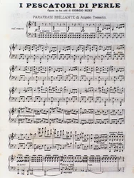 Sheet music page for The Pearl Fishermen, opera by Georges Bizet