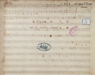 Sheet music page of the symphony of Don Giovanni, opera by Mozart