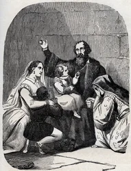 Sir Thomas More (Morus) (1478-1535) and his daughter Margaret and children in prison